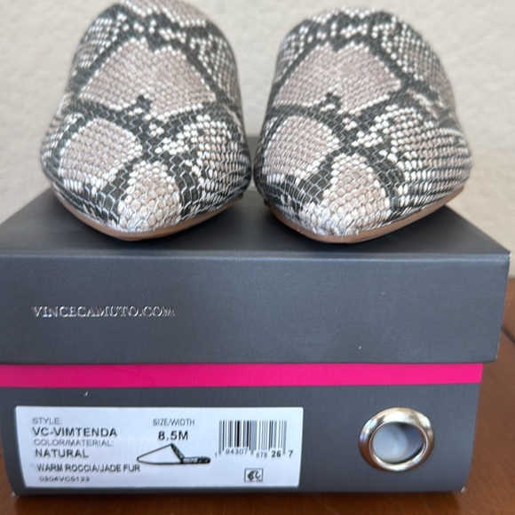 NWOT Vince Camuto- Vimtenda Python Print Faux Fur Mules - Picture 4 of 4